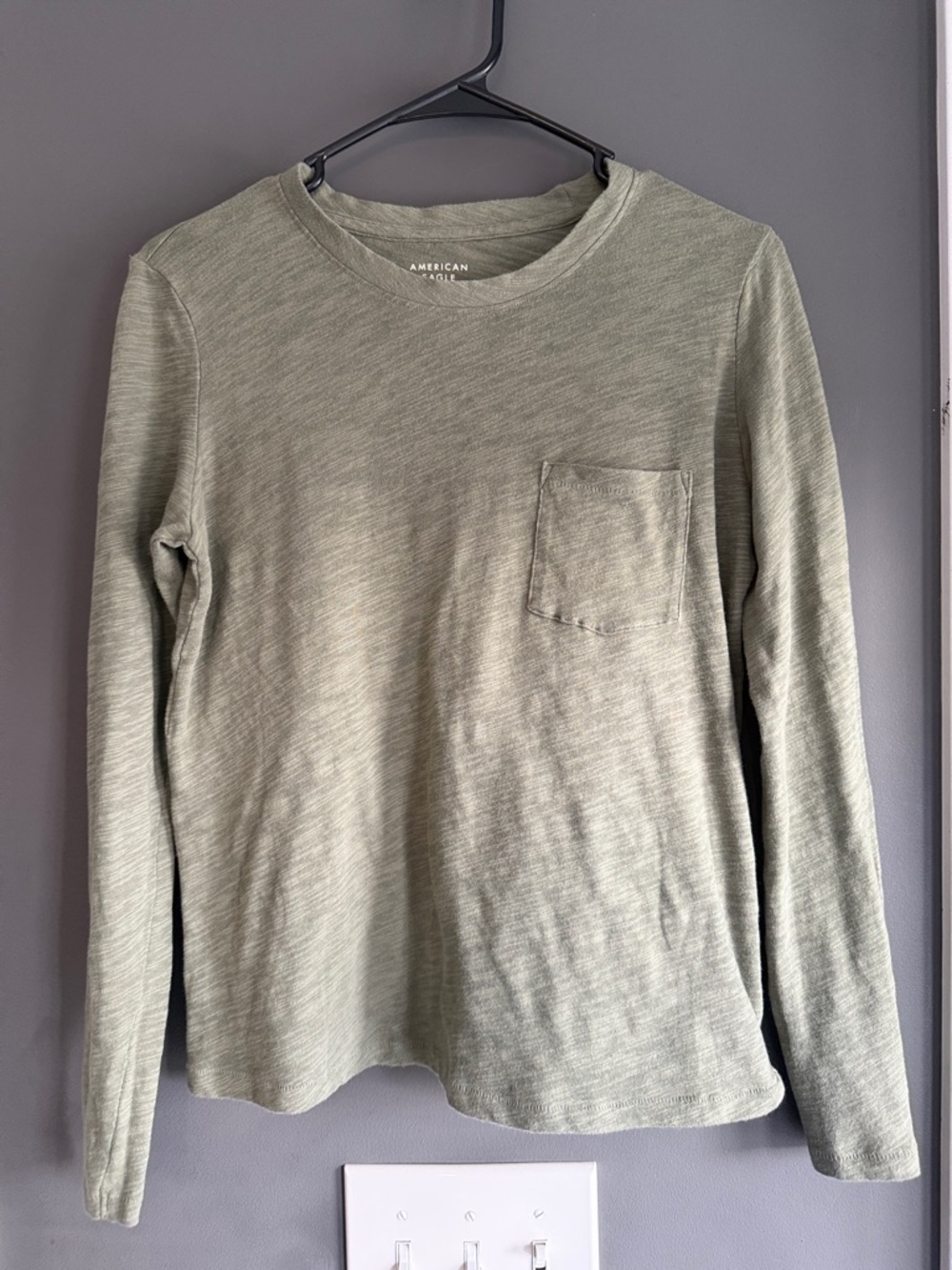 American Eagle Olive Green Long Sleeve Shirt Top